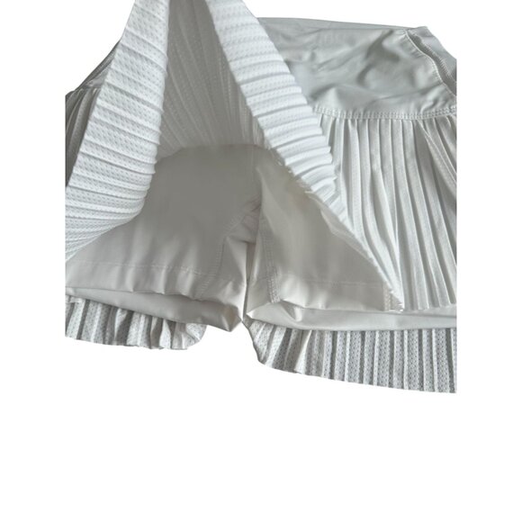 LUCKY IN LOVE X Bethanie Mattek Sands Court Worn White Ruffle Tennis Skort Sz M - Picture 3 of 8